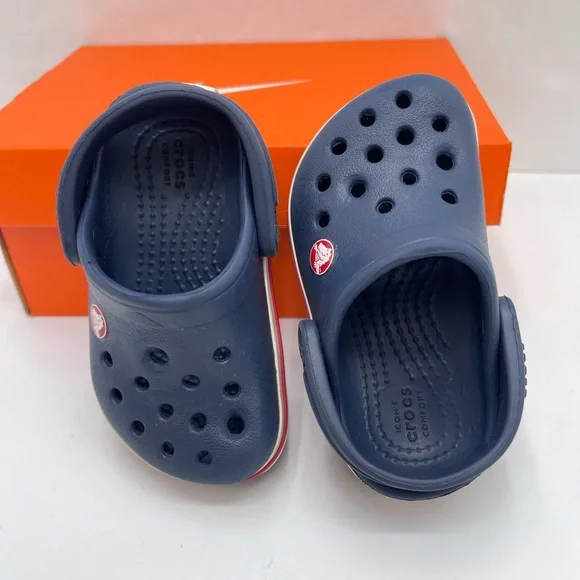 CROCS Kids Navy Blue Slippers - Picture 12 of 16